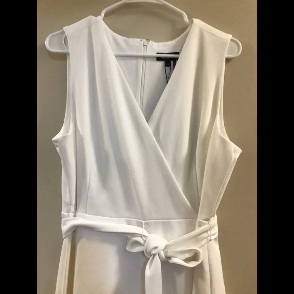 DKNY Illusion-Inset Midi White Dress 16 - Picture 14 of 16